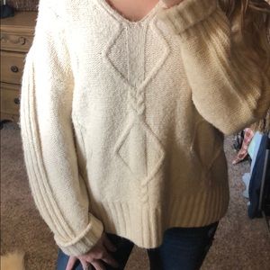 Cream V neck sweater